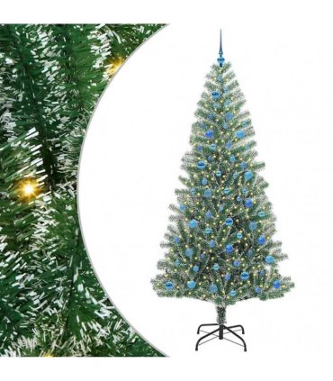 vidaXL Artificial Christmas Tree Flocked Green and White 240 cm PET