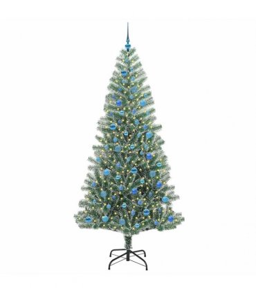 vidaXL Artificial Christmas Tree Flocked Green and White 240 cm PET