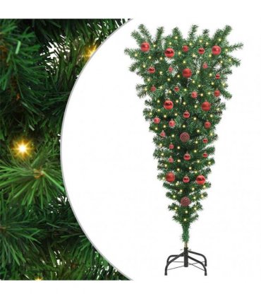 vidaXL Upside-down Artificial Pre-lit Christmas Tree with Ball Set