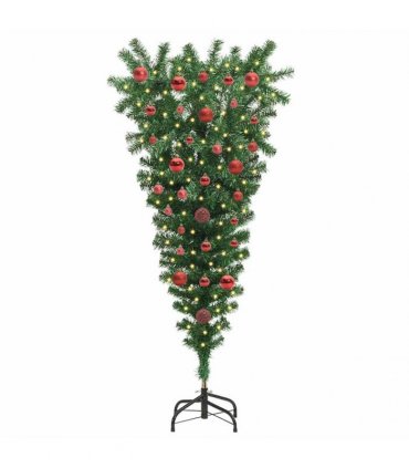 vidaXL Upside-down Artificial Pre-lit Christmas Tree with Ball Set