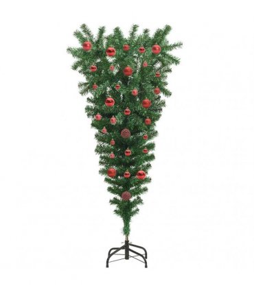 vidaXL Upside-down Artificial Pre-lit Christmas Tree with Ball Set