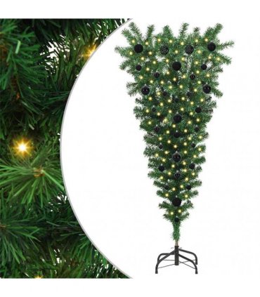 vidaXL Upside-down Artificial Pre-lit Christmas Tree with Ball Set