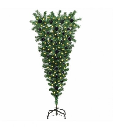 vidaXL Upside-down Artificial Pre-lit Christmas Tree with Ball Set