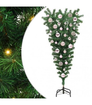 vidaXL Upside-down Artificial Pre-lit Christmas Tree with Ball Set