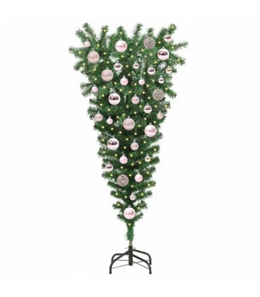 vidaXL Upside-down Artificial Pre-lit Christmas Tree with Ball Set