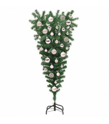 vidaXL Upside-down Artificial Pre-lit Christmas Tree with Ball Set