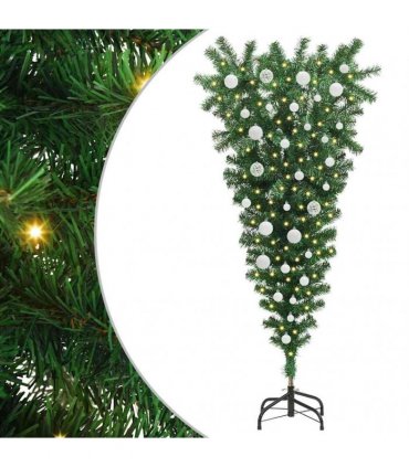 vidaXL Upside-down Artificial Pre-lit Christmas Tree with Ball Set