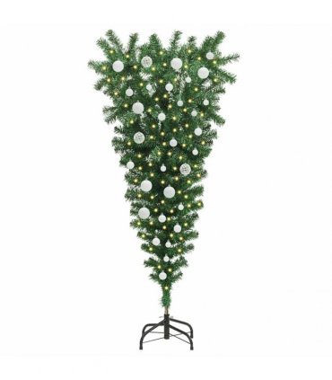 vidaXL Upside-down Artificial Pre-lit Christmas Tree with Ball Set