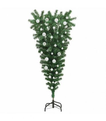 vidaXL Upside-down Artificial Pre-lit Christmas Tree with Ball Set