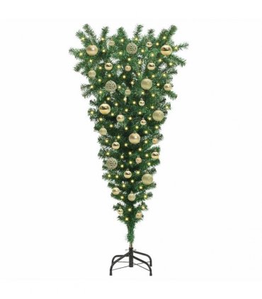 vidaXL Upside-down Artificial Pre-lit Christmas Tree with Ball Set