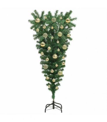 vidaXL Upside-down Artificial Pre-lit Christmas Tree with Ball Set
