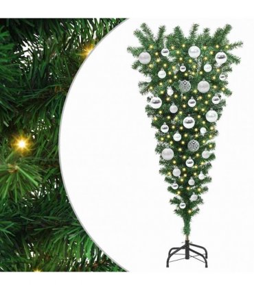 vidaXL Upside-down Artificial Pre-lit Christmas Tree with Ball Set