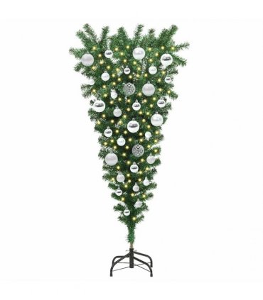vidaXL Upside-down Artificial Pre-lit Christmas Tree with Ball Set