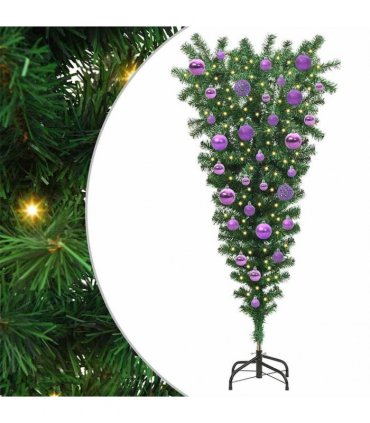 vidaXL Upside-down Artificial Pre-lit Christmas Tree with Ball Set