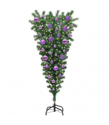 vidaXL Upside-down Artificial Pre-lit Christmas Tree with Ball Set