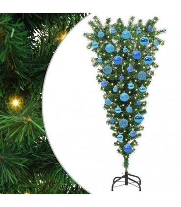 vidaXL Upside-down Artificial Pre-lit Christmas Tree with Ball Set