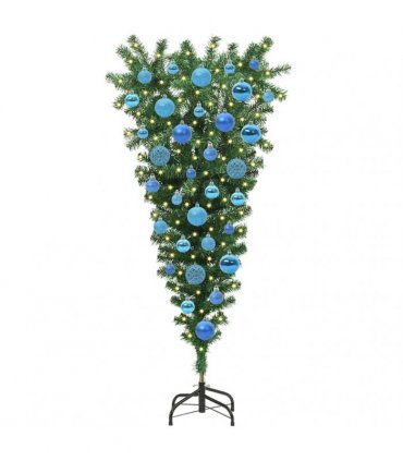 vidaXL Upside-down Artificial Pre-lit Christmas Tree with Ball Set