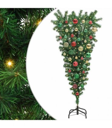 vidaXL Upside-down Artificial Pre-lit Christmas Tree with Ball Set