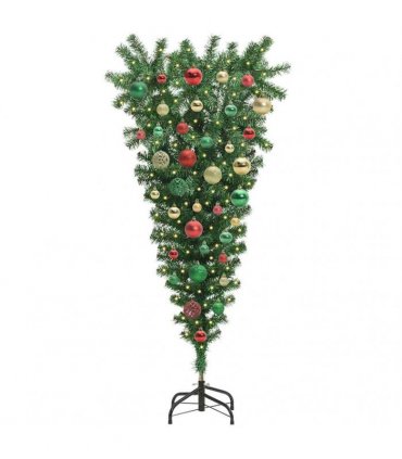 vidaXL Upside-down Artificial Pre-lit Christmas Tree with Ball Set