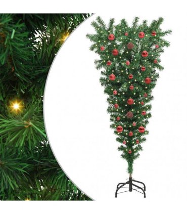 vidaXL Upside-down Artificial Pre-lit Christmas Tree with Ball Set