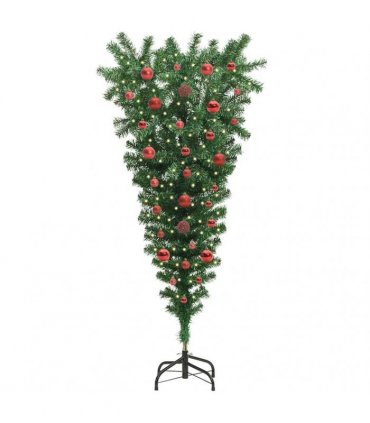 vidaXL Upside-down Artificial Pre-lit Christmas Tree with Ball Set