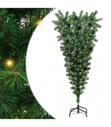 vidaXL Upside-down Artificial Pre-lit Christmas Tree with Ball Set