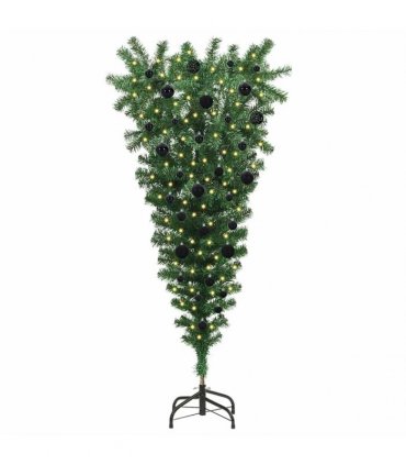 vidaXL Upside-down Artificial Pre-lit Christmas Tree with Ball Set