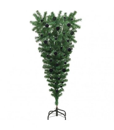 vidaXL Upside-down Artificial Pre-lit Christmas Tree with Ball Set