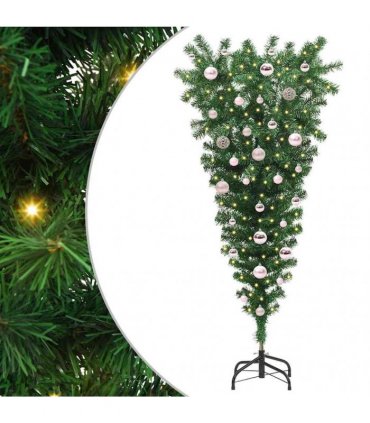 vidaXL Upside-down Artificial Pre-lit Christmas Tree with Ball Set