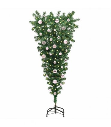 vidaXL Upside-down Artificial Pre-lit Christmas Tree with Ball Set