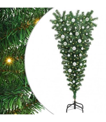 vidaXL Upside-down Artificial Pre-lit Christmas Tree with Ball Set