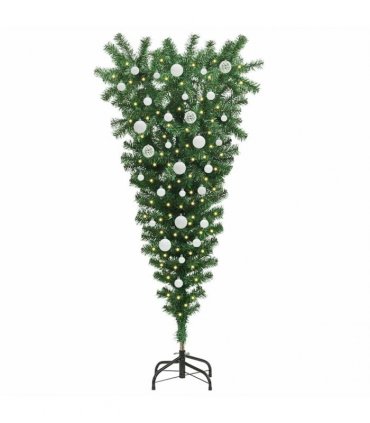 vidaXL Upside-down Artificial Pre-lit Christmas Tree with Ball Set