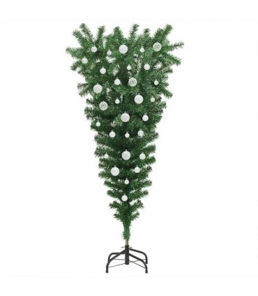 vidaXL Upside-down Artificial Pre-lit Christmas Tree with Ball Set