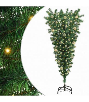 vidaXL Upside-down Artificial Pre-lit Christmas Tree with Ball Set