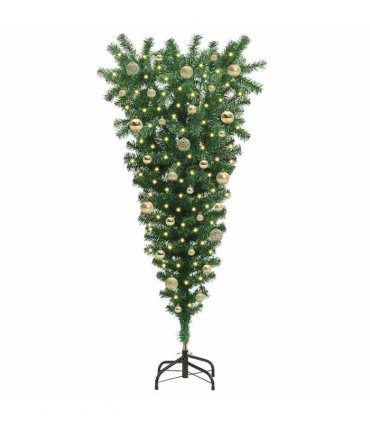 vidaXL Upside-down Artificial Pre-lit Christmas Tree with Ball Set