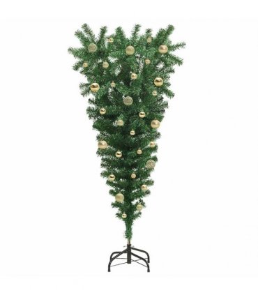 vidaXL Upside-down Artificial Pre-lit Christmas Tree with Ball Set