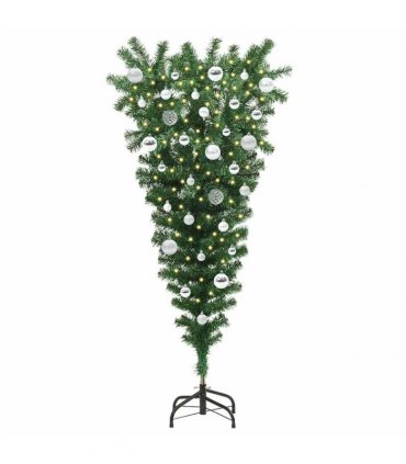 vidaXL Upside-down Artificial Pre-lit Christmas Tree with Ball Set