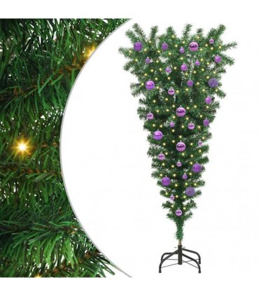 vidaXL Upside-down Artificial Pre-lit Christmas Tree with Ball Set
