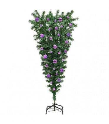 vidaXL Upside-down Artificial Pre-lit Christmas Tree with Ball Set