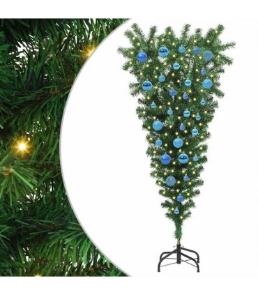 vidaXL Upside-down Artificial Pre-lit Christmas Tree with Ball Set