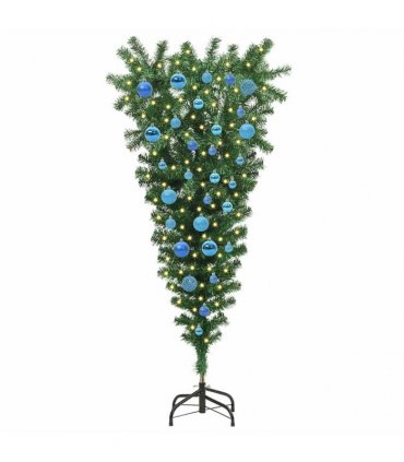 vidaXL Upside-down Artificial Pre-lit Christmas Tree with Ball Set