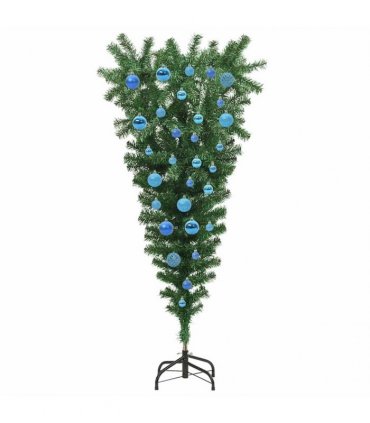 vidaXL Upside-down Artificial Pre-lit Christmas Tree with Ball Set