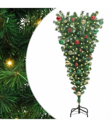 vidaXL Upside-down Artificial Pre-lit Christmas Tree with Ball Set