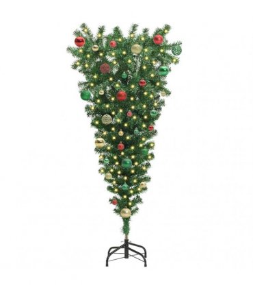 vidaXL Upside-down Artificial Pre-lit Christmas Tree with Ball Set