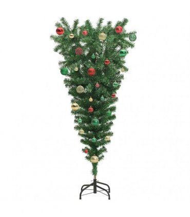 vidaXL Upside-down Artificial Pre-lit Christmas Tree with Ball Set