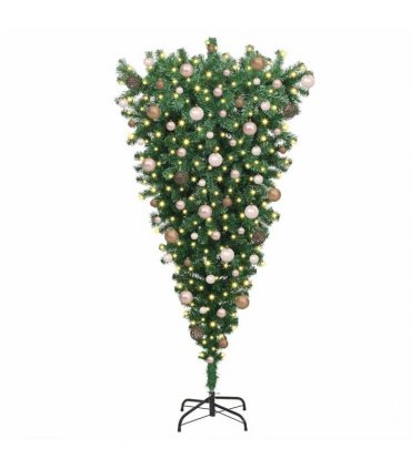 vidaXL Upside-down Artificial Pre-lit Christmas Tree with Ball Set PVC