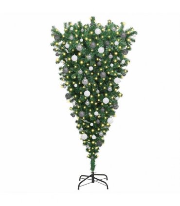 vidaXL Upside-down Artificial Pre-lit Christmas Tree with Ball Set PVC