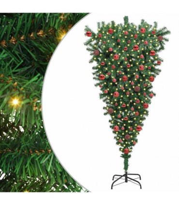 vidaXL Upside-down Artificial Pre-lit Christmas Tree with Ball Set