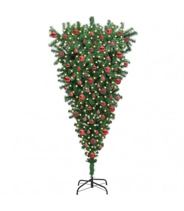 vidaXL Upside-down Artificial Pre-lit Christmas Tree with Ball Set