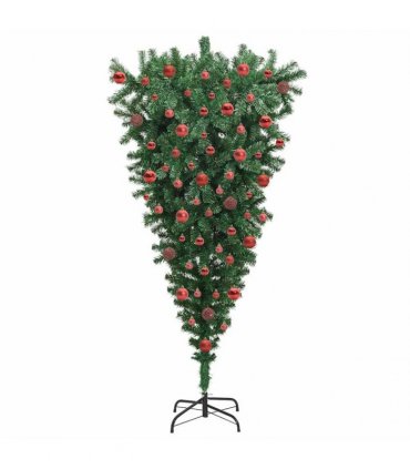 vidaXL Upside-down Artificial Pre-lit Christmas Tree with Ball Set